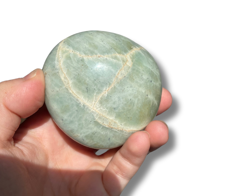 Large and Chunky Green Moonstone Palm D