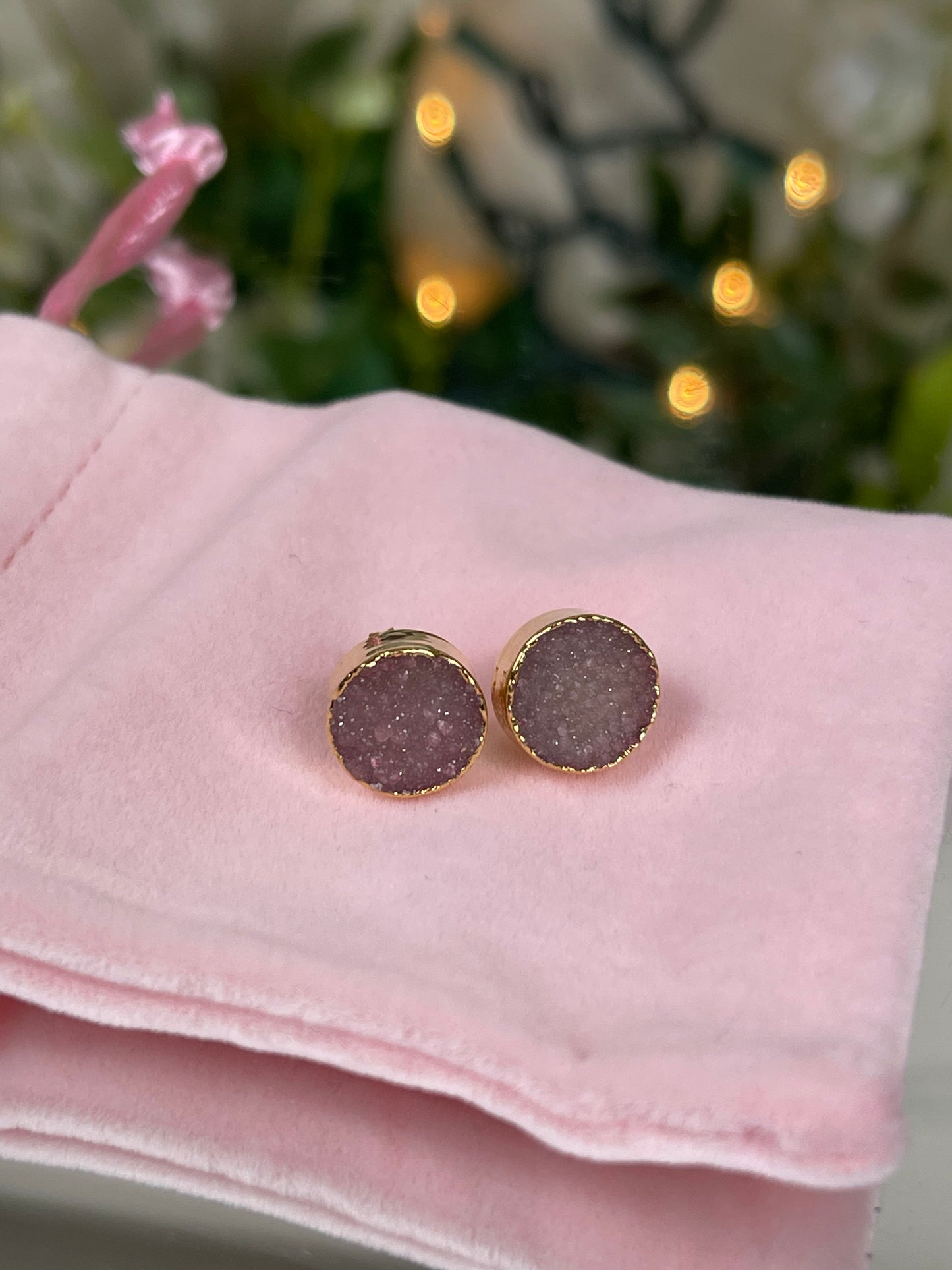 Druzy Round Stud Earrings