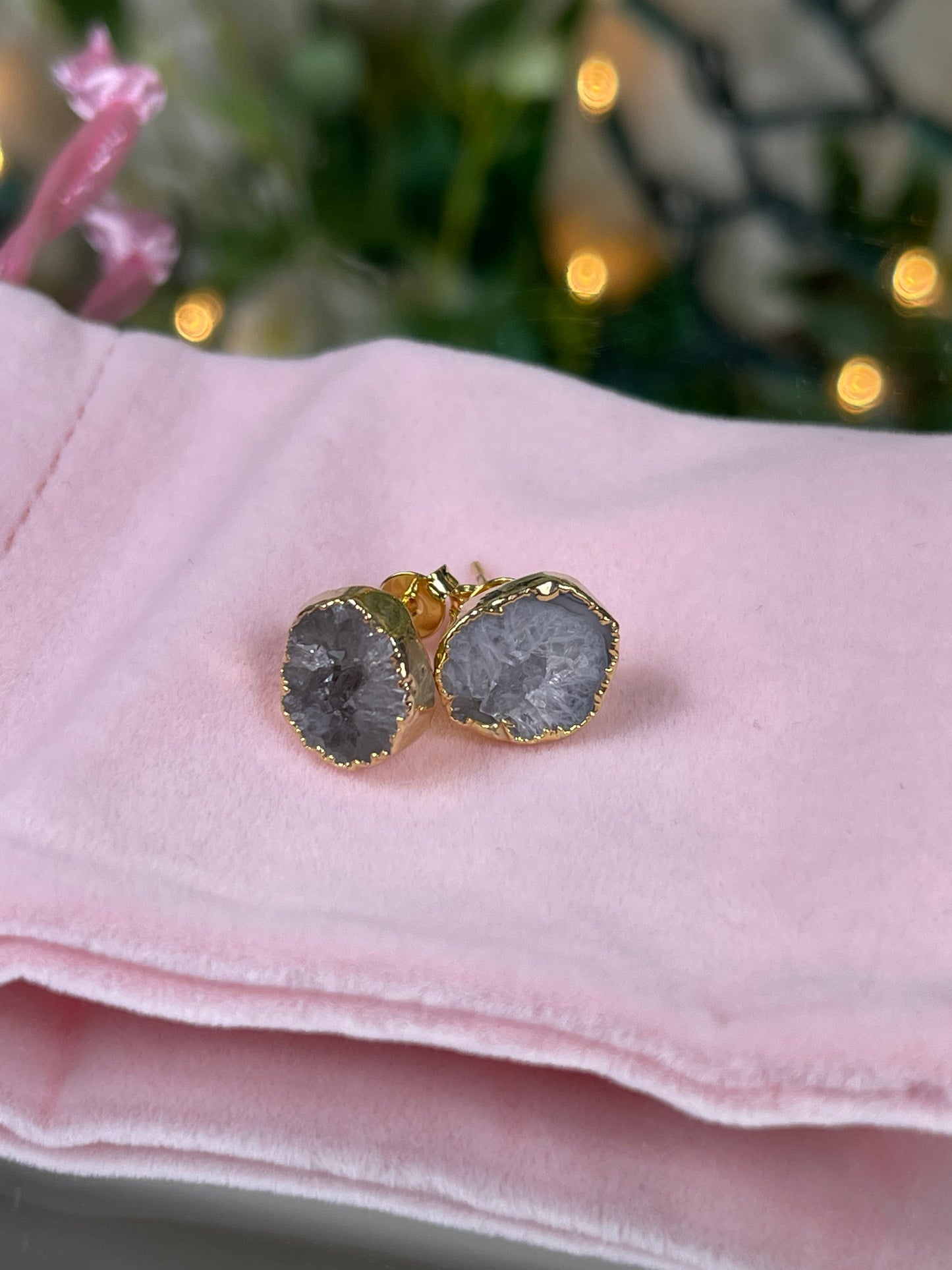 Druzy Agate Stud Earrings