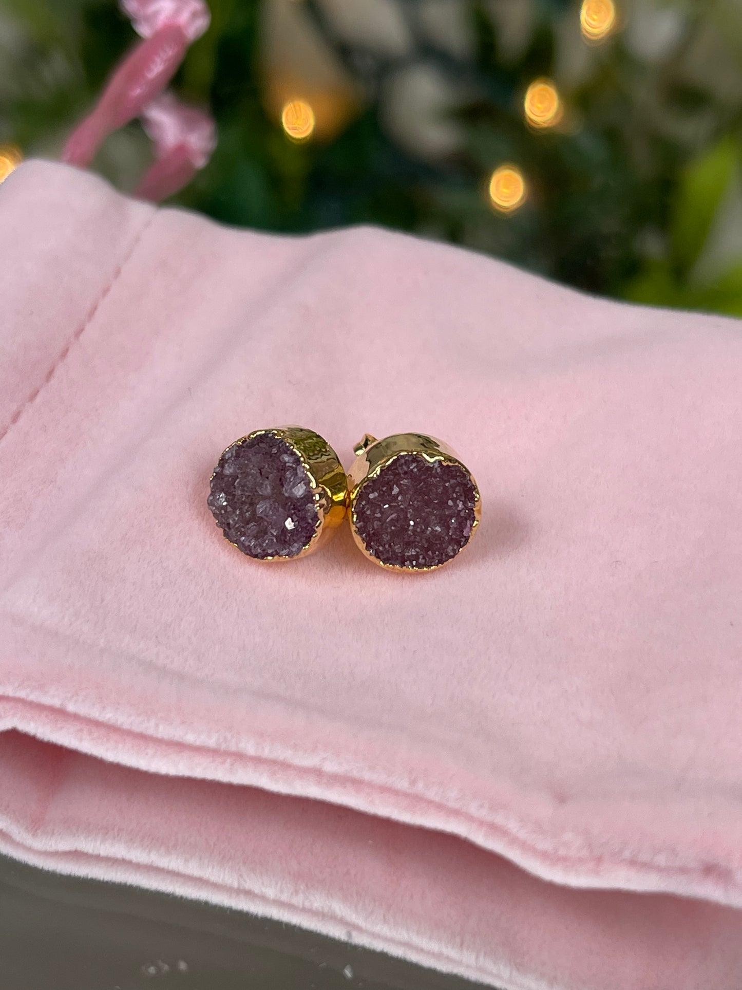 Druzy Round Stud Earrings