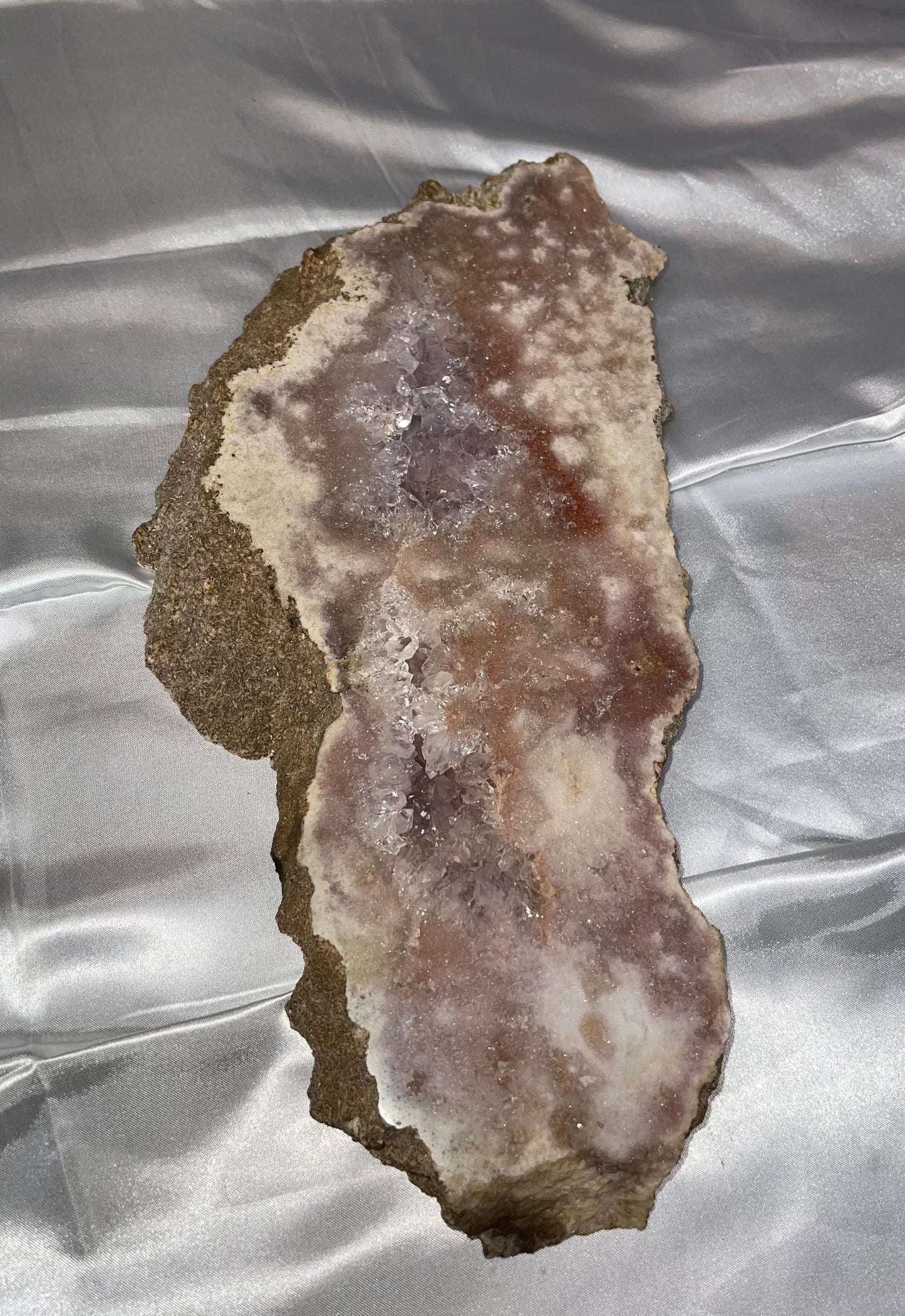 XL Double-Sided Pink Amethyst Crystal Slab-on-Stand