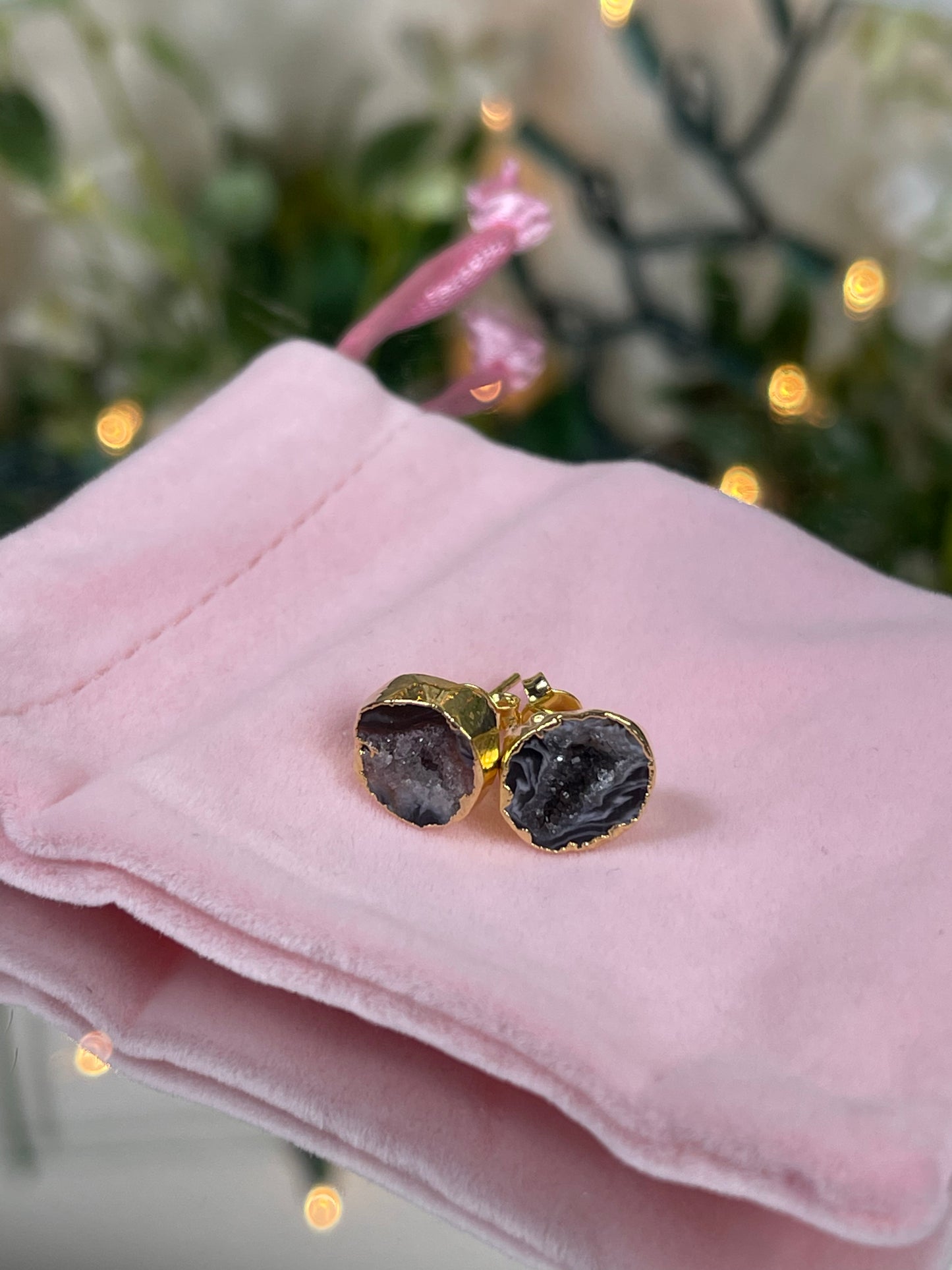 Druzy Agate Stud Earrings