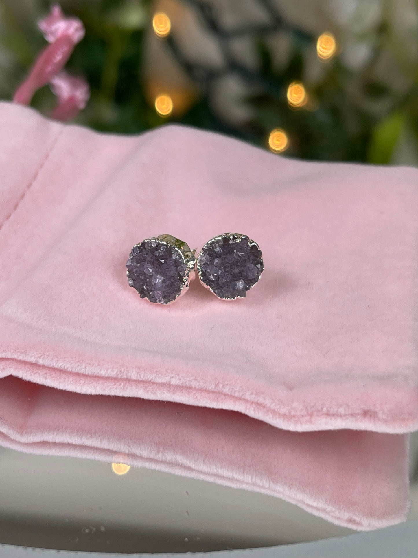 Druzy Round Stud Earrings